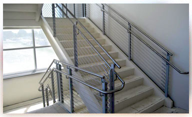 Example of our metal railing work next to stairs